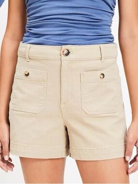 LOFT 8 Petite High Waisted Safari Gorpcore Khaki Twill Utility Palmer Shorts